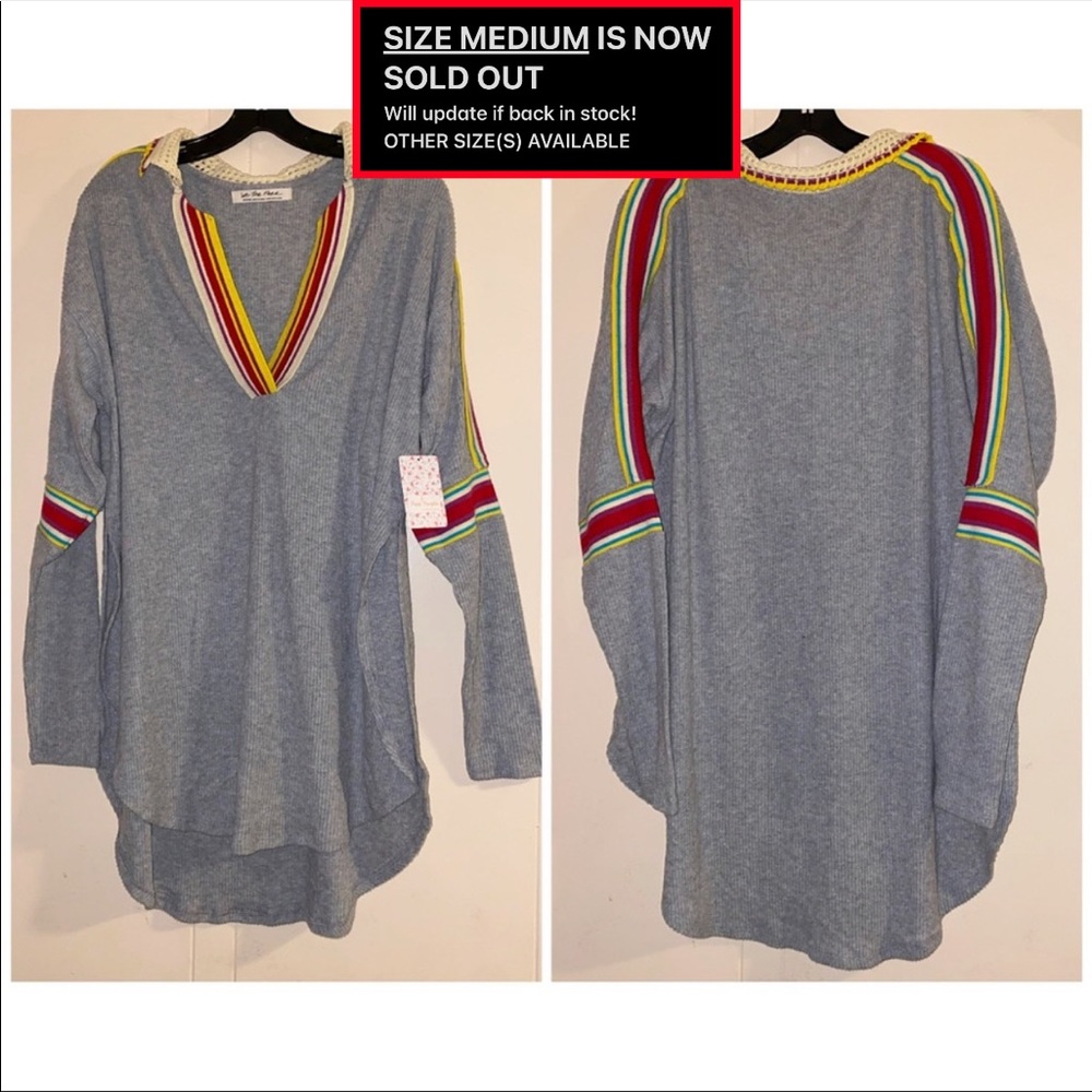 🏷 🆕 Free People Gray Crotchet Collar Sweater Top - Picture 8 of 16